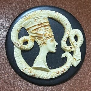 large black bakelite Queen Nefertiti Brooch Pin